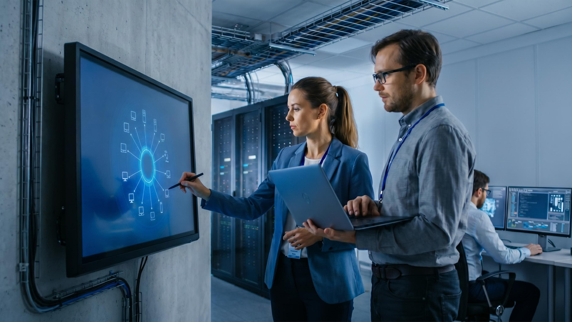 IT-Personal konfiguriert ein softwaredefiniertes Netzwerk