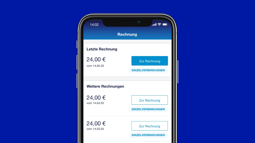 Rechnungen einsehen in der o2 Business App