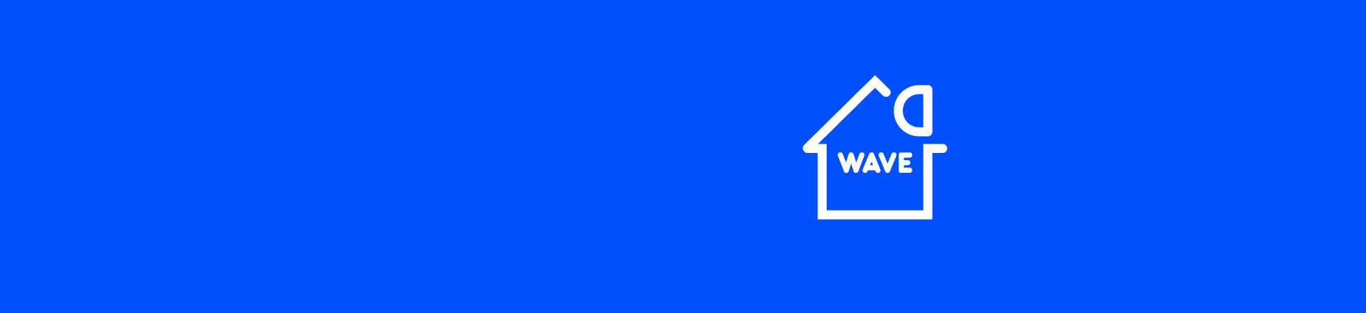 Weißes Haus-Symbol mit dem Wort WAVE auf blauem Hintergrund.
