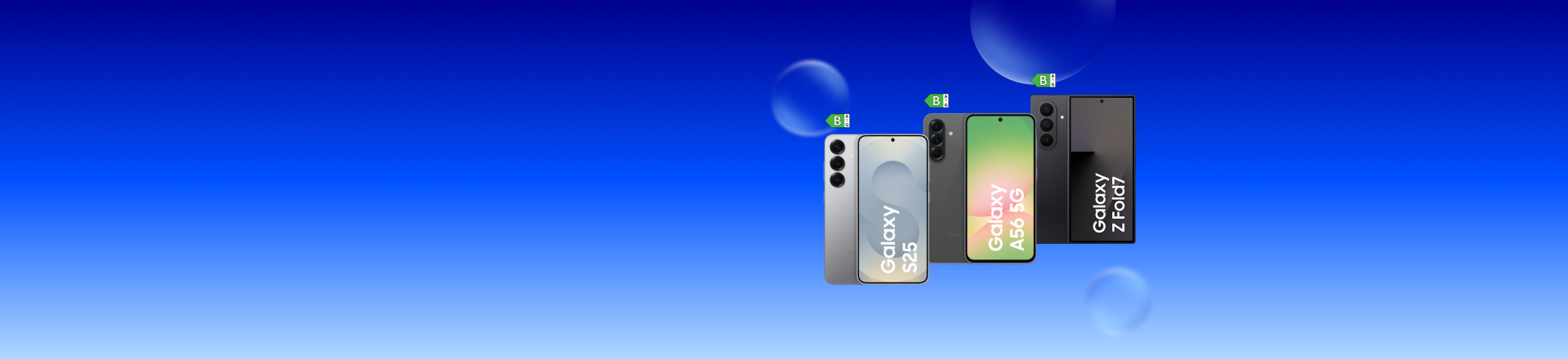 Samsung Enterprise Edition inkl. o2 Match Abbildung von Samsung Galaxy S25, A56 und Z Fold7